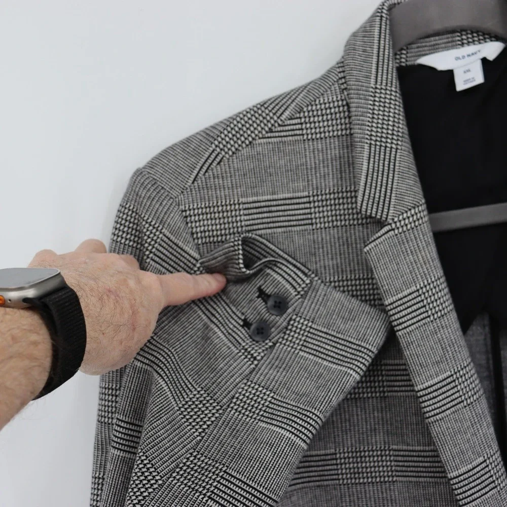 Old Navy Plaid Blazer Mens XXL Gray Black Career Office Casual Jacket‎ Preppy